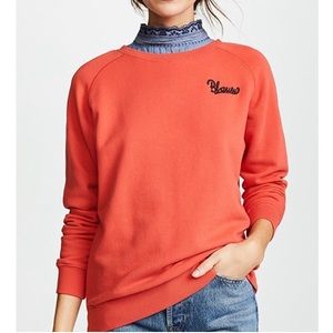 Scotch & Soda Amsterdams Blauw Embroidered Orange Layered Look Sweatshirt
